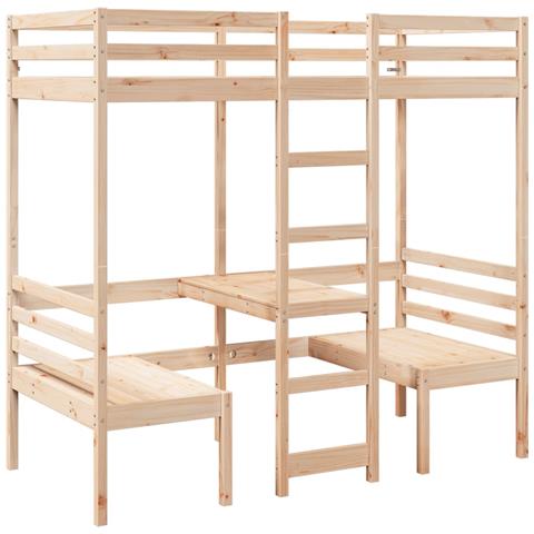 Giroletto Soppalco Con Scrivania E Sedie 90x200cm Legno Pino - Foto 2