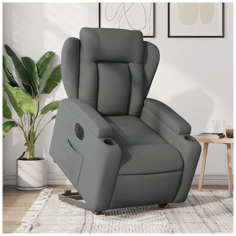Poltrona Alzapersona Reclinabile Elettrica Grigio Scuro Tessuto - Foto 1