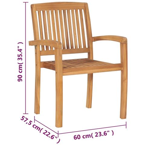 Sedie Da Giardino Impilabili 8 Pz In Legno Massello Di Teak - Foto 5