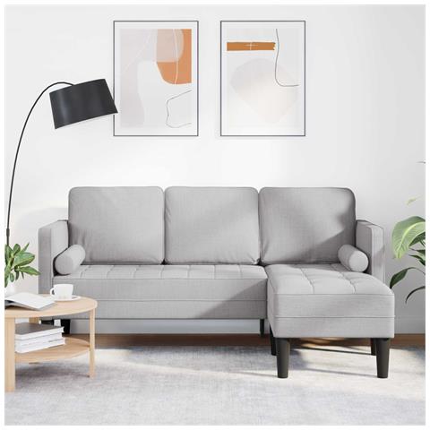 Divano angolare 3 posti  Grigio nuvola 160 cm Tessuto - Foto 2