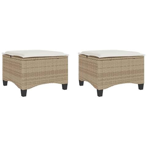 Sgabelli Giardino con Cuscini 4pz Beige 55x55x36 cm Polyrattan - Foto 1