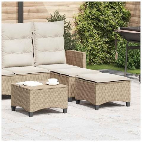 Sgabelli Giardino con Cuscini 4pz Beige 55x55x36 cm Polyrattan - Foto 2