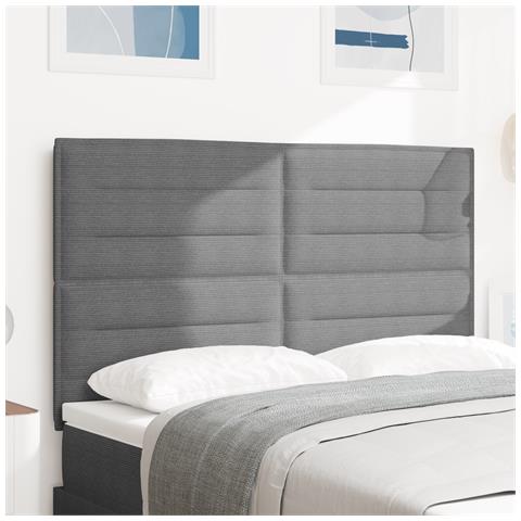 Testiera Design Semplice Grigio Chiaro 160 cm Tessuto Corduroy - Foto 2