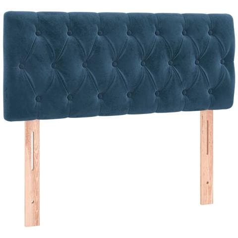 Letto a Molle Materasso e LED Blu Scuro 120x190 cm in Velluto - Foto 9