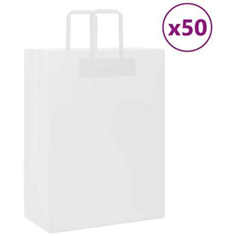 Sacchetti di Carta 50 pz con Manici Bianchi 32x17x44 cm - Foto 1