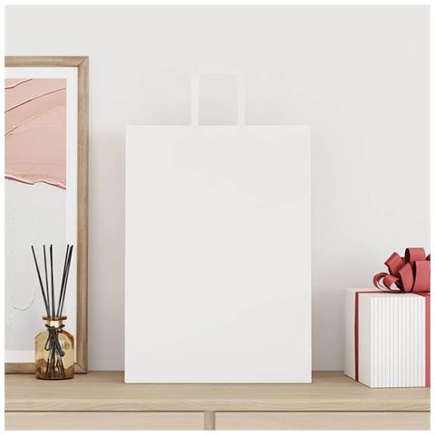 Sacchetti di Carta 50 pz con Manici Bianchi 32x17x44 cm - Foto 2
