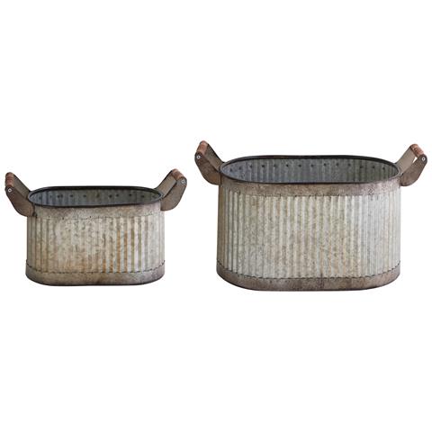 Set Di 2 Vasi Per Piante Tulipe Metallo 31/41 Cm Grigio - Foto 2