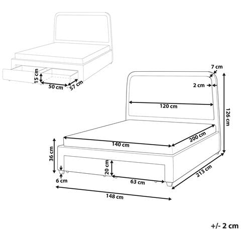 Letto Con Cassetti Contenitori Bouclé Sardent 140 X 200 Cm Bianco Sporco - Foto 6