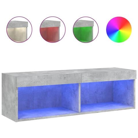 Mobile Porta TV con Luci LED Grigio Cemento 100x30x30 cm - Foto 1