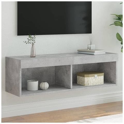 Mobile Porta TV con Luci LED Grigio Cemento 100x30x30 cm - Foto 2