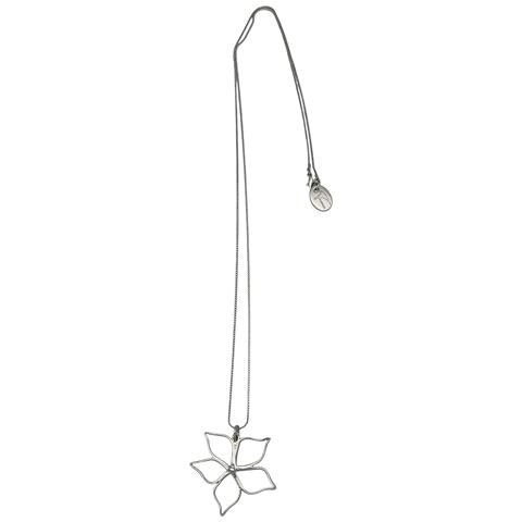 Collana Lunga In Ottone 80cm Irregular Bloom Argento 10µ - Foto 1