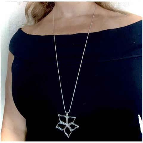 Collana Lunga In Ottone 80cm Irregular Bloom Argento 10µ - Foto 3