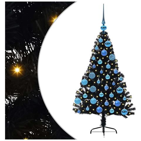 Albero di Natale artificiale con luci integrate Nero 120 cm PVC - Foto 1