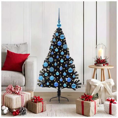 Albero di Natale artificiale con luci integrate Nero 120 cm PVC - Foto 2
