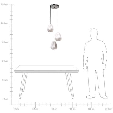 Lampadario A 3 Luci Honde Carta Bianco - Foto 7