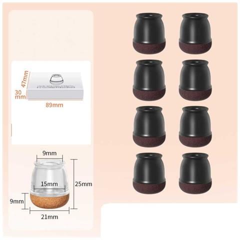Piccoli Coprigamba Per Sedia Rotondi In Silicone Nero - 14-15 Mm (confezione Da 8) Con Cuscinetti In Feltro - Foto 2