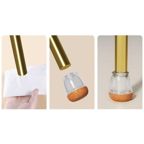 Piccoli Coprigamba Per Sedia Rotondi In Silicone Nero - 14-15 Mm (confezione Da 8) Con Cuscinetti In Feltro - Foto 4