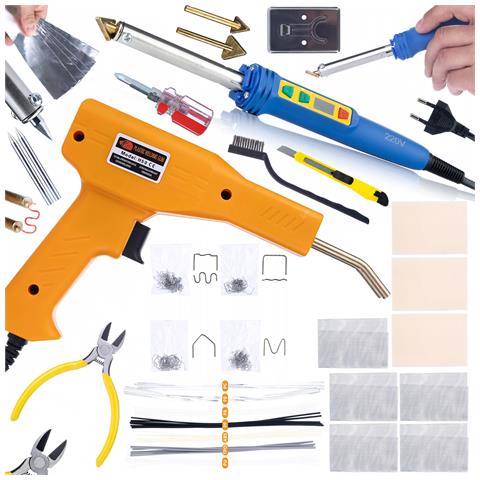 Lutatrice Per Plastica Blue Kong 120w Rbk120w - Set Completo Con Zszywacz, 200 Zszywek, 5 Reti, Cacciavite, Punte, Base | Temperatura 200-600°c - Foto 1