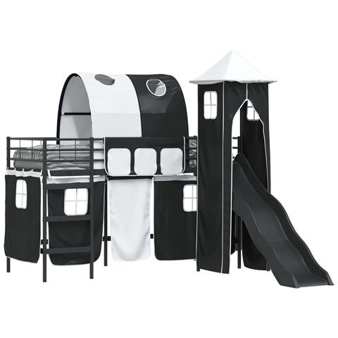 Struttura del letto loft per bambini Nero 99,5 x 190 cm Metallo - Foto 1