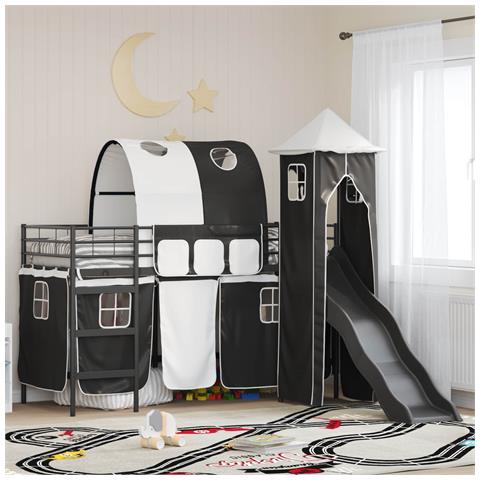 Struttura del letto loft per bambini Nero 99,5 x 190 cm Metallo - Foto 2