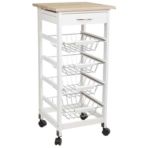 Kit Carrello In Legno Bianco 47x38x82 Cm - Foto 1