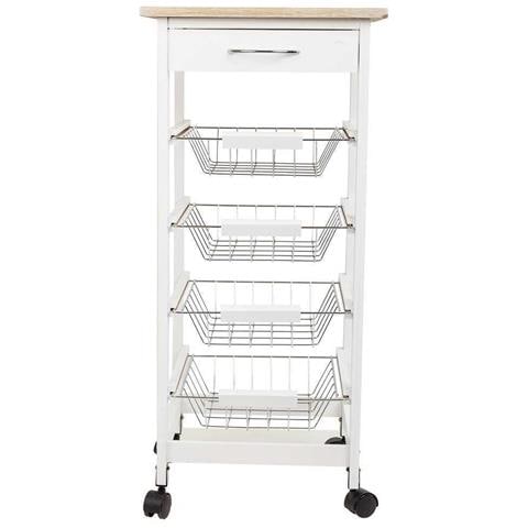 Kit Carrello In Legno Bianco 47x38x82 Cm - Foto 2