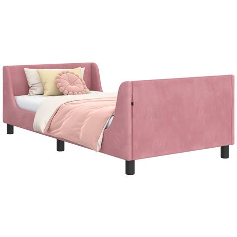 Struttura letto bambini con testata Rosa 90 x 200 cm Velluto - Foto 1