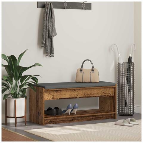 Panca per ingresso con cuscino Legno vecchio 103 x 38 x 45 cm - Foto 2