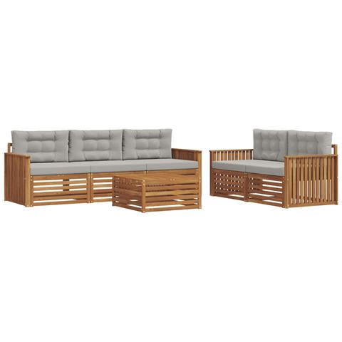 Set di divani da esterno 6 pcs Grigio Naturale e Chiaro - Foto 1