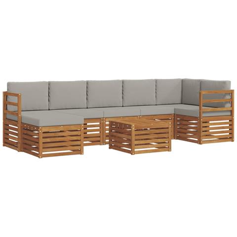 Set divani con cuscino 8 pcs Grigio Naturale e Chiaro - Foto 1