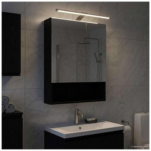 Mobiletto per specchio da bagno Rovere Nero 50 x 14,5 x 70 cm - Foto 2