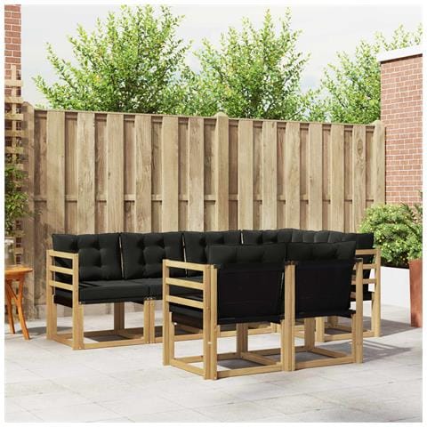 Set di divani da esterno con cuscino 7 pcs Bianco e Nero - Foto 2