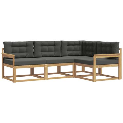 Set di divani da esterno 3 pcs Bianco e Antracite Poliestere - Foto 1