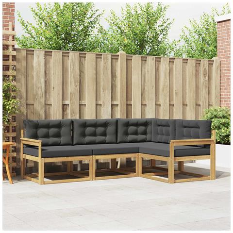 Set di divani da esterno 3 pcs Bianco e Antracite Poliestere - Foto 2