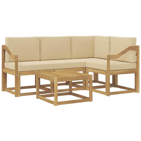 Set di divani da esterno con cuscino 5 pcs Bianco e Beige - Foto 1