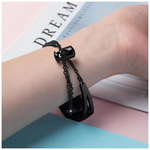 Bracciale Metallico Regolabile Per Xiaomi Mi Band 6 / 5 / 4 / 3 Nero - Foto 7