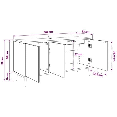 Mobile TV BONN 102 x 33 x 51 cm Rovere Nero - Foto 9