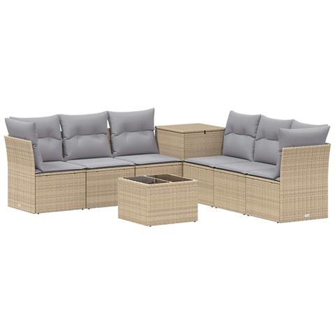 Set di divani 8 pz Beige e Grigio Chiaro - Foto 1