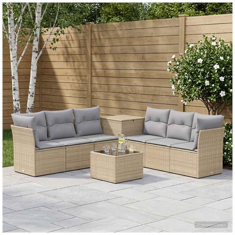 Set di divani 8 pz Beige e Grigio Chiaro - Foto 10