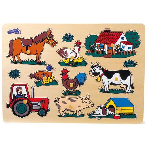 Puzzle Ad Incastro Con Animali Della Fattoria In Legno - Foto 1