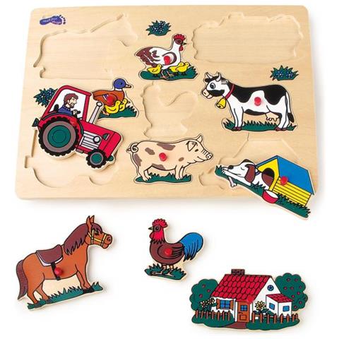 Puzzle Ad Incastro Con Animali Della Fattoria In Legno - Foto 2