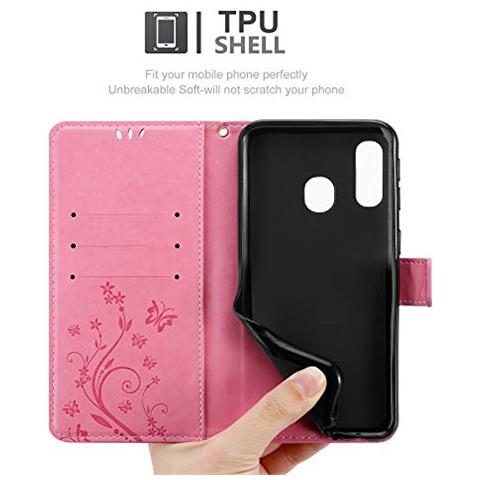 Custodia Compatibile Con Samsung Galaxy A40 / A40s In Rosa Fiore - Coperchio Protettivo In Design Floreale Con Chiusura Magnetica, Funzione Stand E Slot Per Carte - Foto 2