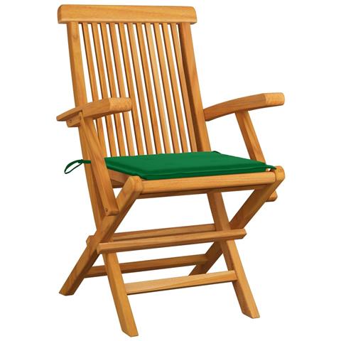 Sedie da Giardino con Cuscini Verdi 8 pz in Massello di Teak - Foto 10