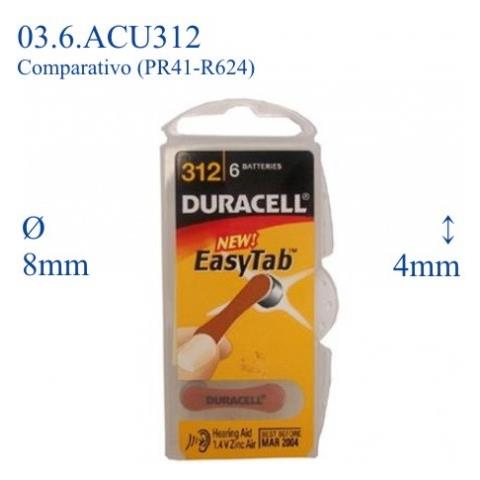 Hearing Aid DA312, Button / coin, 1,4V, 3,6 mm (0.142") , 7,9 mm (0.311") , DA312 - Foto 2