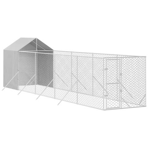 Cuccia Cani Da Esterno Tetto Argento 2x10x2,5 M Acciaio Zincato - Foto 2