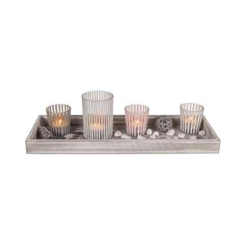 Wooden Plate With 4 Tealight Holders - Foto 1
