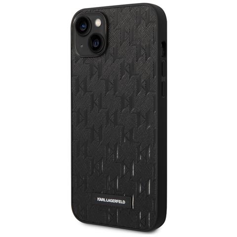 Cover Per Iphone 14 Plus Pu Saffiano Monogram, Nero - Foto 1