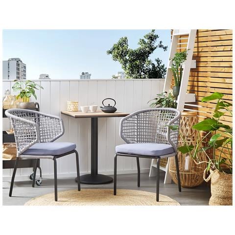 Set Di 2 Sedie Da Balcone Grigio Palmi - Foto 1