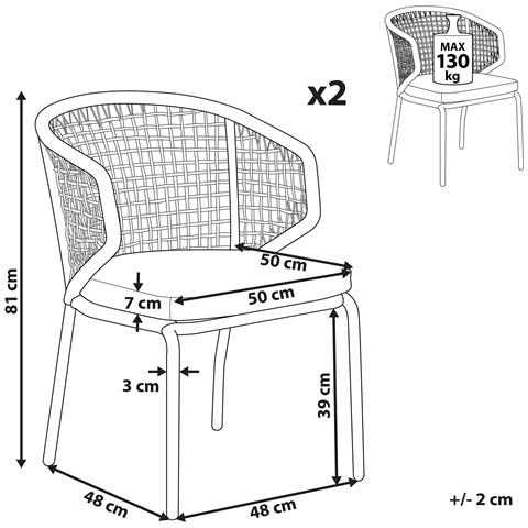 Set Di 2 Sedie Da Balcone Grigio Palmi - Foto 8