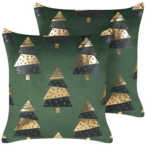 Set Di 2 Cuscini Goldspruce Velluto 45 X 45 Cm Verde Modello Natalizio - Foto 7